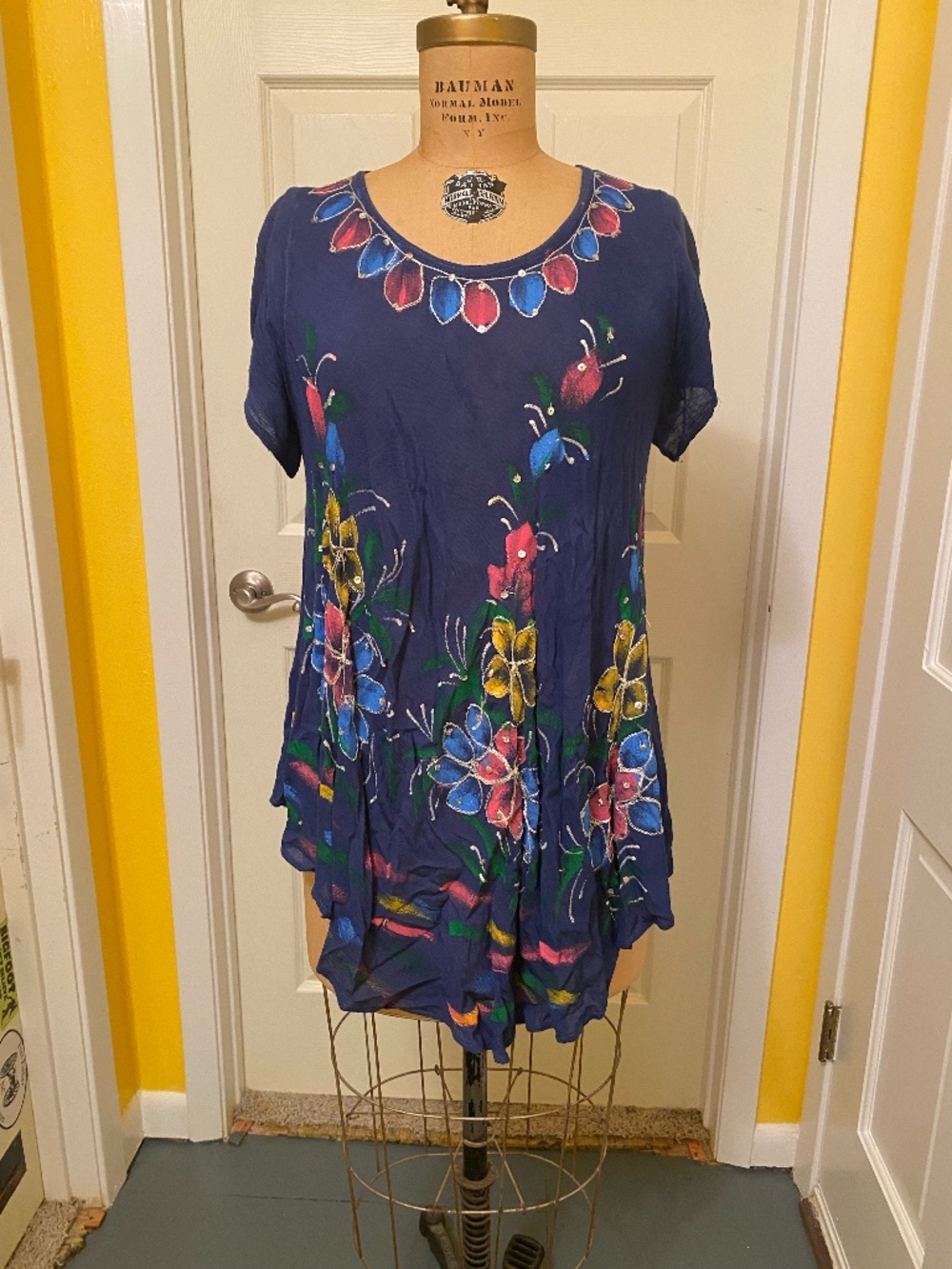 hand painted tunic top/beach coverup, one size